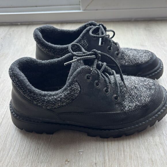 CATER Italy Black Leather 100% Virgin Wool Chunky Lug Sole Oxfords 7M 39 - Picture 3 of 14